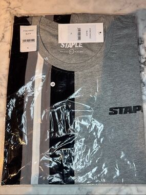 STAPLE Pigeon Split Stripe Tee XL Gray Black Colorblock NWT